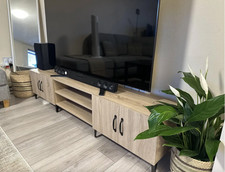 Large TV Stand Rustic Oak