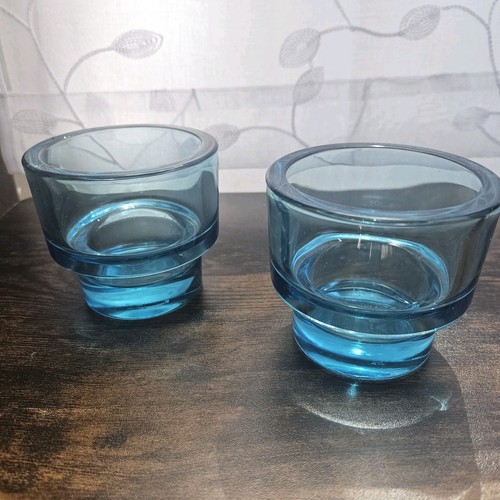 Ikea teal glass candle holders - glass,