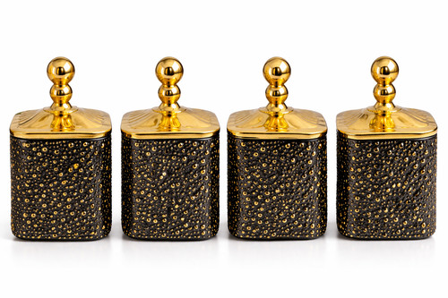 4xluxury black gold canister - gold,