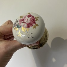 Vintage Single Ceramic Brass Door Handle Knob Floral Gainsborough Kitsch Chintz
