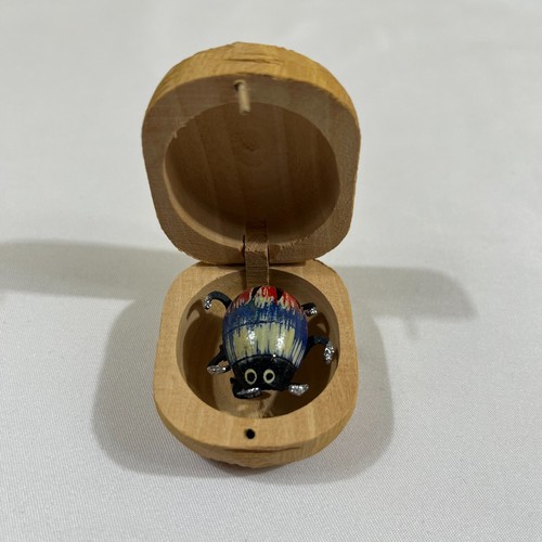 Vintage hand carved wood nut - wood,