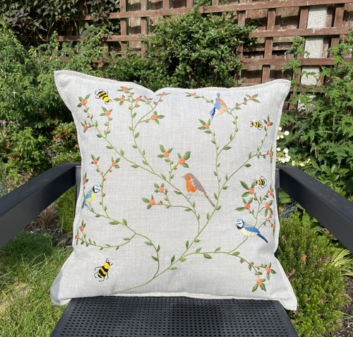 Hand embroidered cushion - embroidered,
