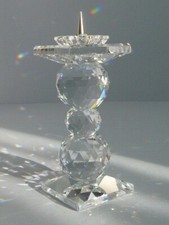 Vintage Swarovski 3 Ball Candle Stick 10cm Tall Swan Base Makers Stamp