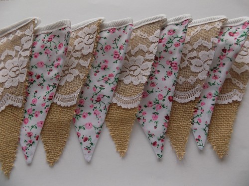 Wedding bunting hessian burlap - bunting,