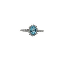 925 Solid Silver Blue Topaz Oval Ring N RRP£59 AR8408CZ/BT BOXED
