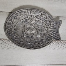 Vintage Fish Shaped Footed Cast Metal Tray Dish Trinket Container