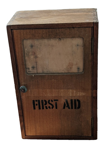 Vintage wooden first aid - vintage,
