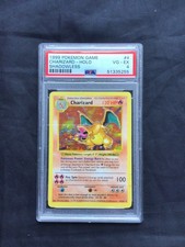 Pokemon Cards: Base Set Shadowless Rare Holo: Charizard 4/102 PSA 4