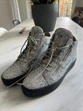 Giuseppe Zanotti Glitter Silver Size 43 Trainers Shoe High Top Designer Luxury