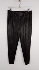 M&S Women's Leggings Size 12 Short Bitter Chocolate Brown Faux Leather New F2