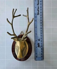Vintage Brass Stags Head On Rosewood Mount