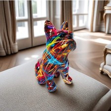 Graffiti French Bulldog Resin Statue Table Ornaments Colorful Animal Pet Dog Art