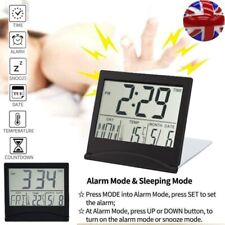 Small LCD Digital Alarm Clock Folding DesktopTemperature Travel Electronic Clock
