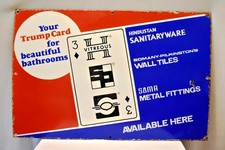 Vintage Porcelain Enamel Hindustan Vitreous Bathroom Advertising Sign 24x16 Old