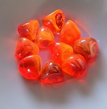 VINTAGE 10 x Red Cadmium Glass Nugget / Pebbles UV Reactive Orange Glow 2.5cm