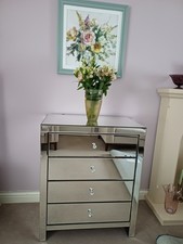 Mirrored Glass 4 Drawer Chest