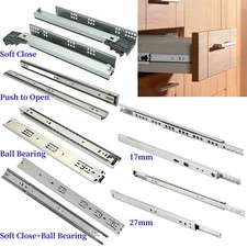 17/27/45mm Wide Drawer Runner Draw Slide Soft Close / Push Open / Ball Bearing