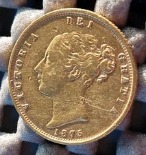 Victorian 1875 Half Gold Sovereign Queen Victoria Coin Milled