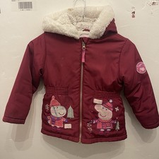 Girls 4-5 Years Peppa Pig Nutmeg Burgundy Jacket Padded Zip Up Hooded
