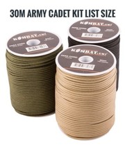 30m Army Cadet Military Paracord 3mm Basha Tent Camping Rope Para Cord Black MTP
