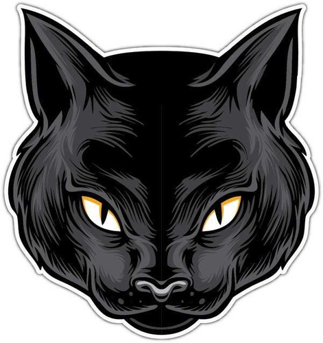 Black cat head - black, pet