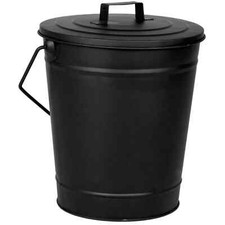 Fireplace Metal Ash Bucket Coal Fireside Log Coal Storage Bin with Lid Handle