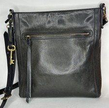 Fossil Leather Cross Body Bag black 
