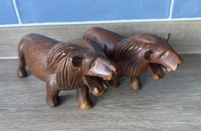 Vintage Hand Carved Lion x2
