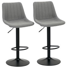 Bar Stools Metal Frame Footrest Seat HOMCOM Set Of 2 Microfibre Retro Tub Grey