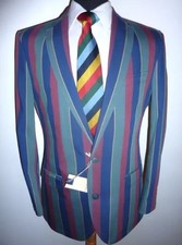 BOATING JACKET HENLEY REGATTA STRIPE BLAZER PARTY FORMAL GREEN BLUE RED OXFORD 