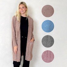 SIZE 6 TO 32 WOMENS LONGLINE SUPER SOFT KNITTED CARDIGAN IN 4 COLOURS