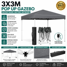 3x3m Pop Up Gazebo Waterproof