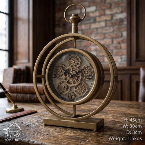 Large table clock bronze gold - large,