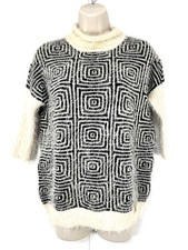 NUMPH Denmark Fluffy Chenille Knit Women's Beige Black Boho Jumper UK 6 8 XS