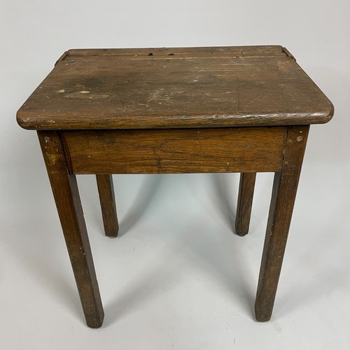 Vintage wooden school desk - school,