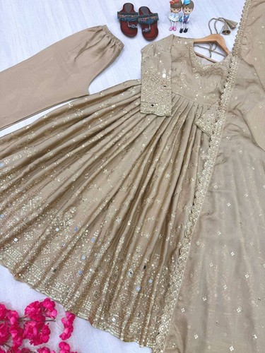 Golden stitched anarkali - stitched, gown