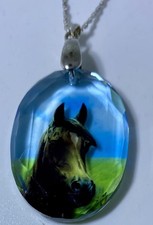 Horse Crystal Pendant Sterling