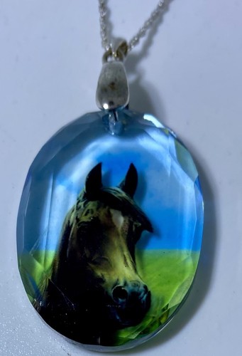 Horse crystal pendant - crystal,