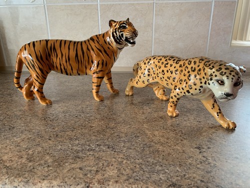 Beswick tiger and leopard - and,