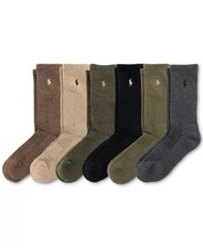👀 SALE》🔥 RARE 6 Pair Men's Polo Ralph Lauren Cushioned Crew Socks OLAST 🆕️