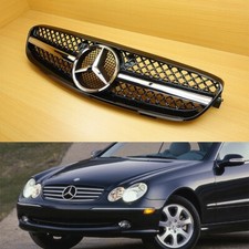 For Mercede BENZ W209 CLK-Class 2004-2009 ABS Front Grille Gloss Black