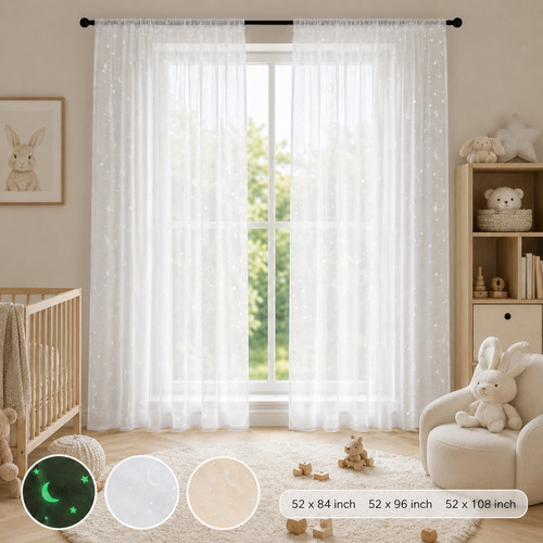 Stars sheer kids voile curtain - stars,