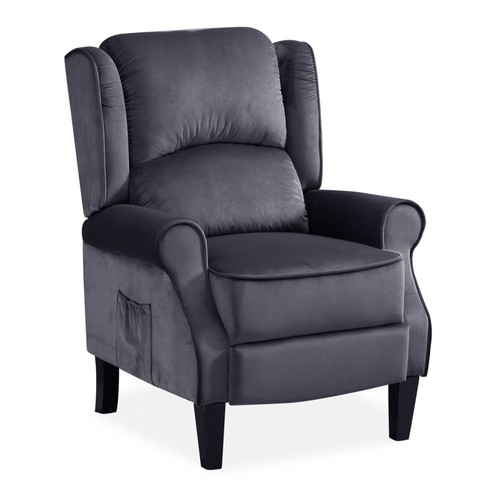 Grey velvet recliner armchair - grey,