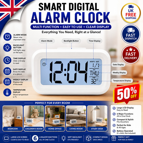 Digital alarm clock lcd - clock, date