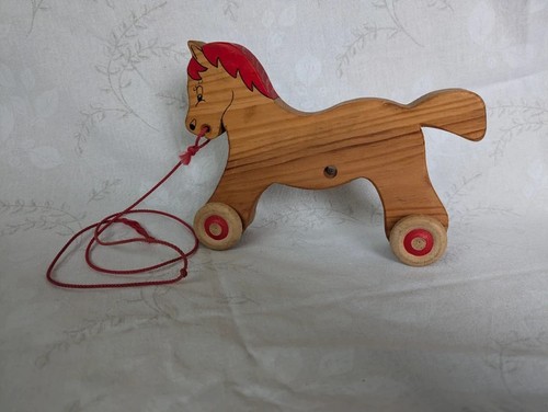 Vintage wooden horse pull - horse, toy