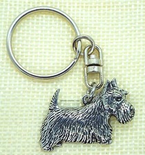 Scottish Terrier Dog Silver Pewter Keyring (Scottie comes in a  Gift Pouch)