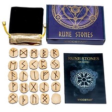 Wooden rune stone - bag, set