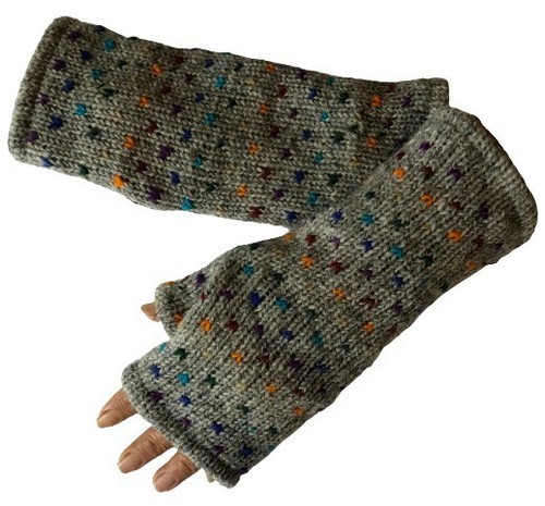 Hand knitted lined wool wrist - lined,