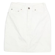 LEVI'S Womens White Cotton Straight Knee Length Woven Skirt M Denim Casual