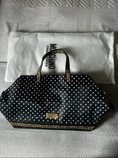 Moschino Fragrance Duffel Bag Weekender Travel Gym Black Dot Logo Plaque -New